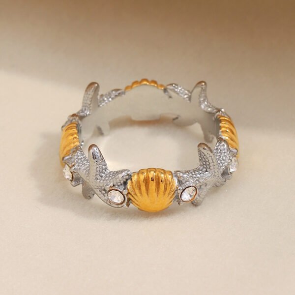 Starfish Shell Stainless Steel Ring - 图片 2