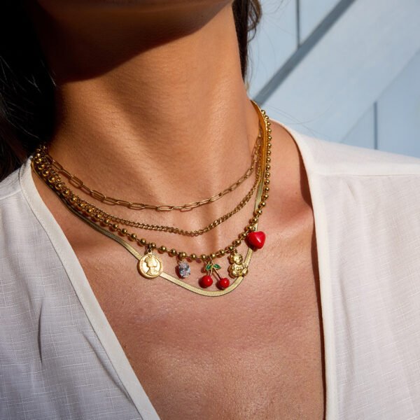Cherry Charm Layered Necklace - 图片 2