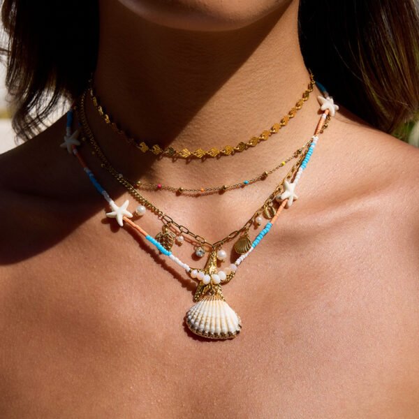 Starfish Bead Shell Pendant Necklace - 图片 2