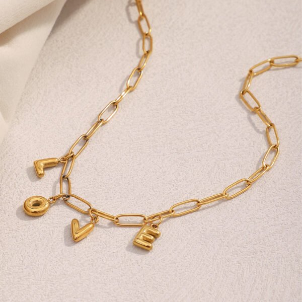 LOVE Charm Paperclip Chain Necklace