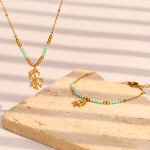 Summer Bead Coral Pendant Necklace