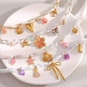 Bowknot Heart Charm Bandana Necklace