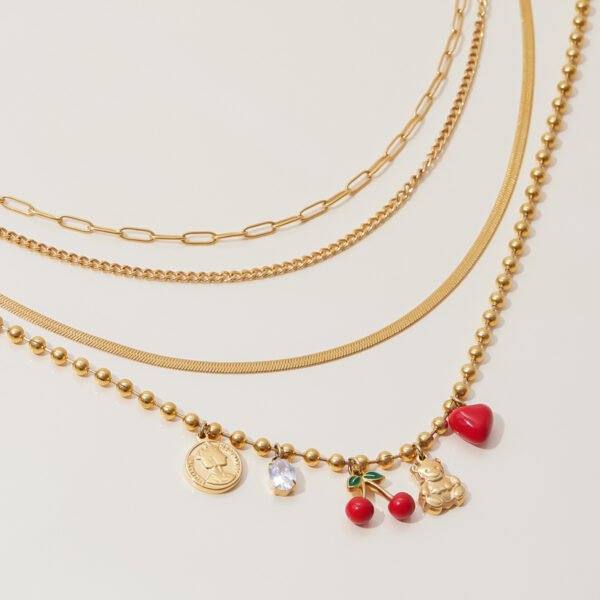 Cherry Charm Layered Necklace - 图片 3