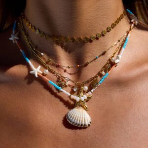 Starfish Bead Shell Pendant Necklace