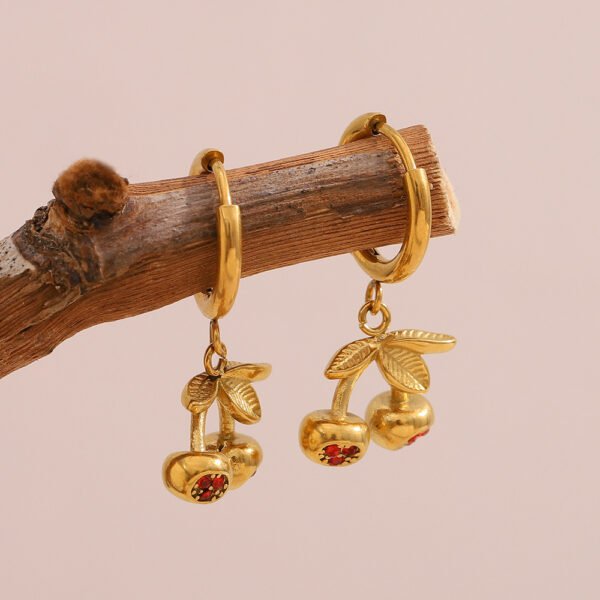 Gold Cherry Hoop Earrings