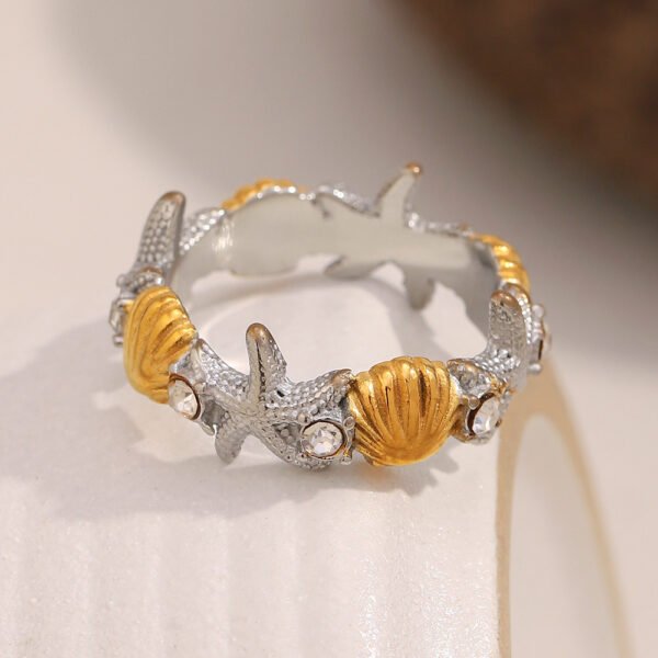 Starfish Shell Stainless Steel Ring - 图片 3
