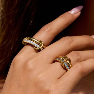 Color Zirconia Stainless Steel Layered Ring