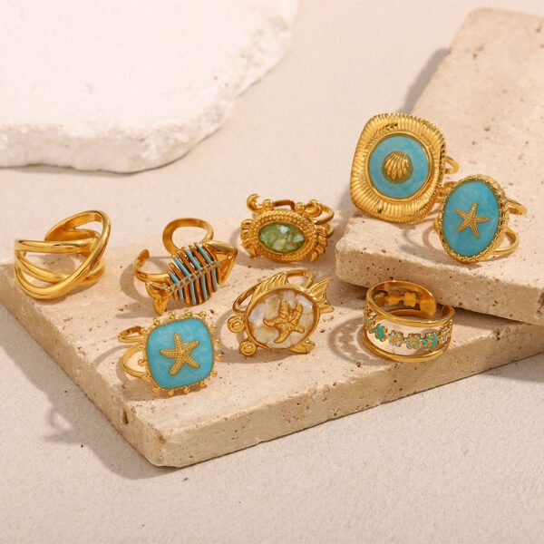 Waterproof Starfish Adjustable Ring - 图片 2