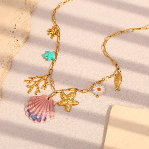 Summer Pink Shell Charm Necklace - 图片 2