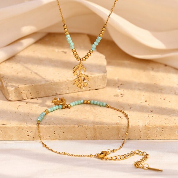 Summer Bead Coral Pendant Necklace - 图片 2