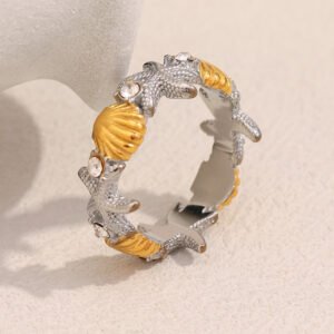 Starfish Shell Stainless Steel Ring