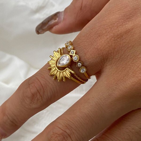 Multi Layer Flower Clover Ring - 图片 12