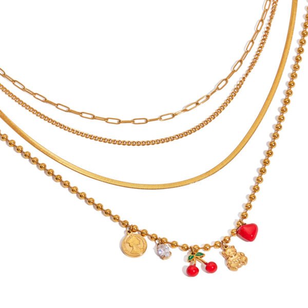 Cherry Charm Layered Necklace - 图片 5