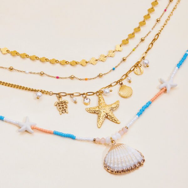 Starfish Bead Shell Pendant Necklace - 图片 4