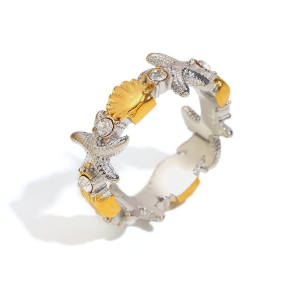 Starfish Shell Stainless Steel Ring - 图片 4