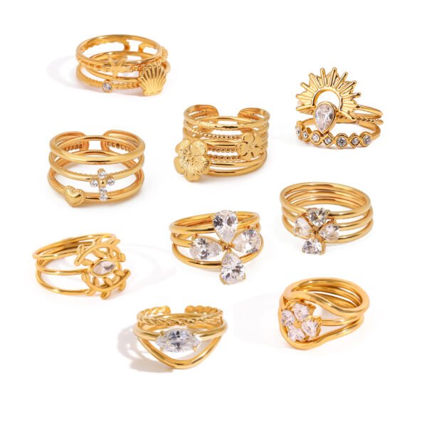 Multi Layer Flower Clover Ring