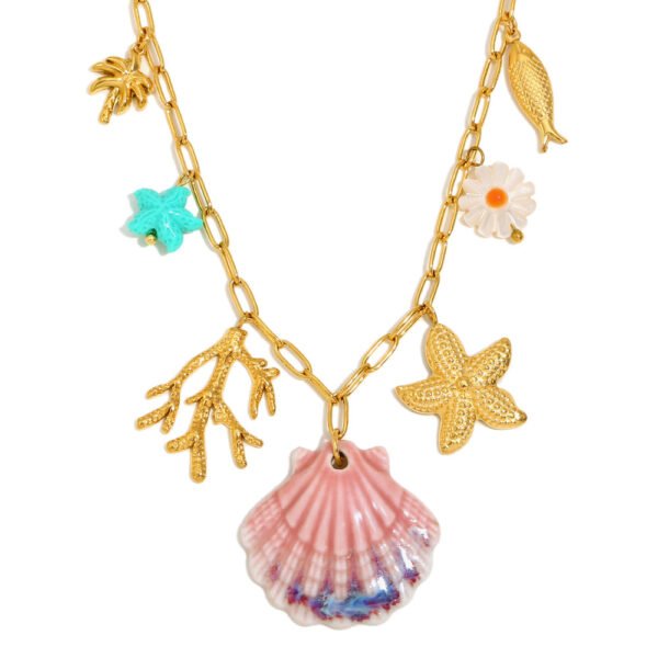 Summer Pink Shell Charm Necklace - 图片 4