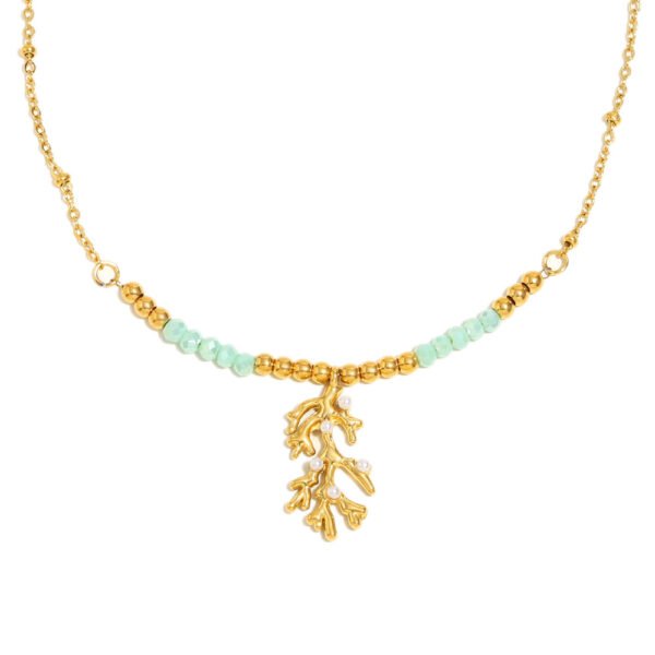 Summer Bead Coral Pendant Necklace - 图片 4
