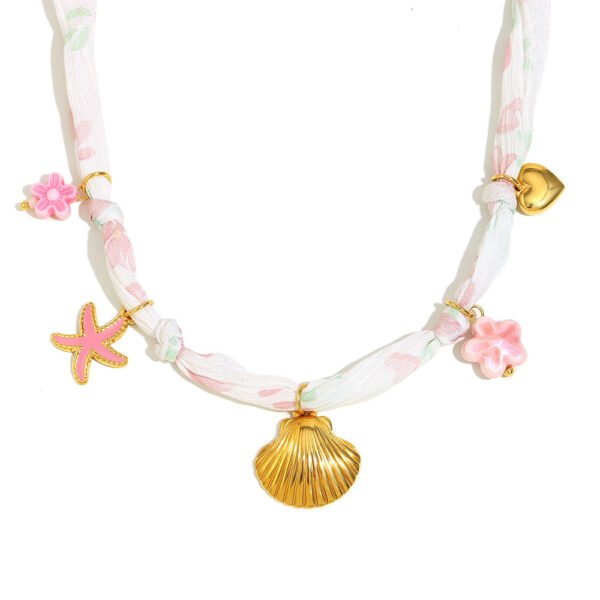 Bowknot Heart Charm Bandana Necklace - 图片 4