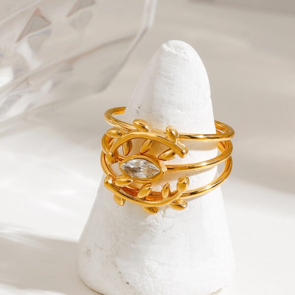 Multi Layer Flower Clover Ring - 图片 6