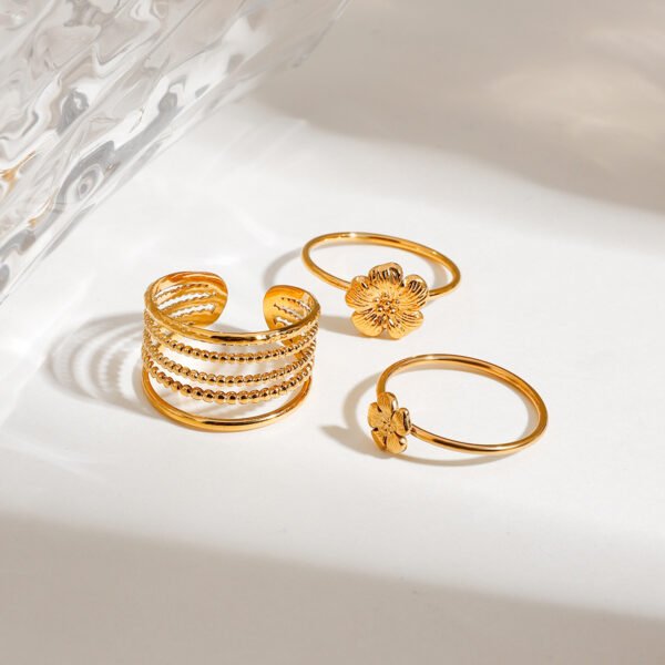 Multi Layer Flower Clover Ring - 图片 3