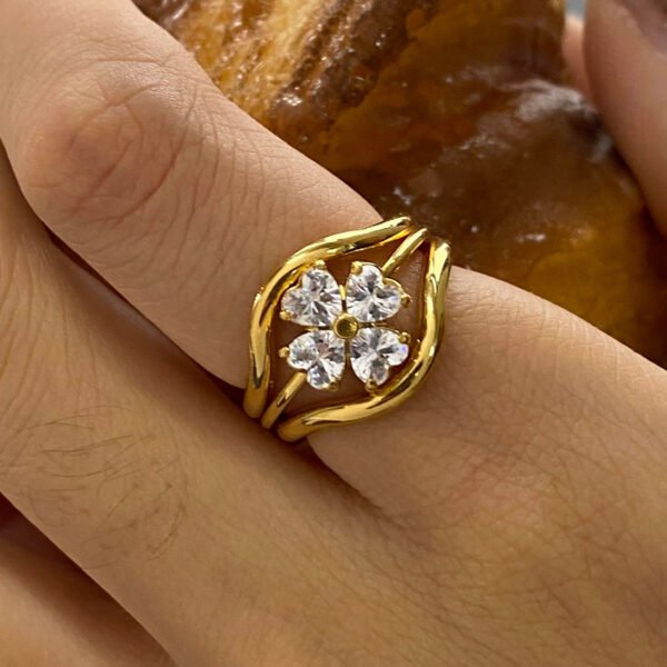 Multi Layer Flower Clover Ring - 图片 16