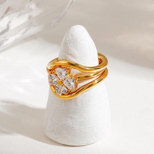 Multi Layer Flower Clover Ring - 图片 7