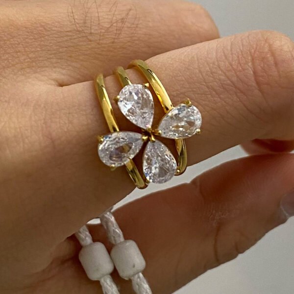 Multi Layer Flower Clover Ring - 图片 18
