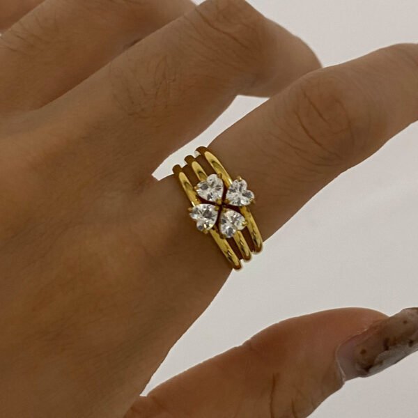 Multi Layer Flower Clover Ring - 图片 17
