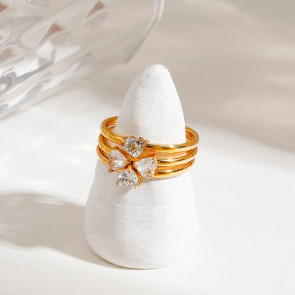 Multi Layer Flower Clover Ring - 图片 8