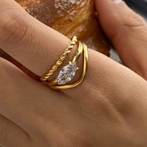 Multi Layer Flower Clover Ring - 图片 13