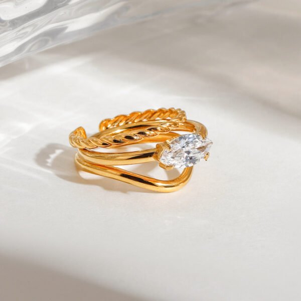 Multi Layer Flower Clover Ring - 图片 9