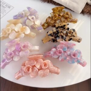 Large size flower acetate hair claw
