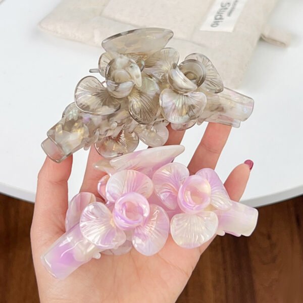 Large size flower acetate hair claw - 图片 2