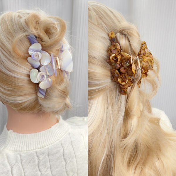Large size flower acetate hair claw - 图片 3
